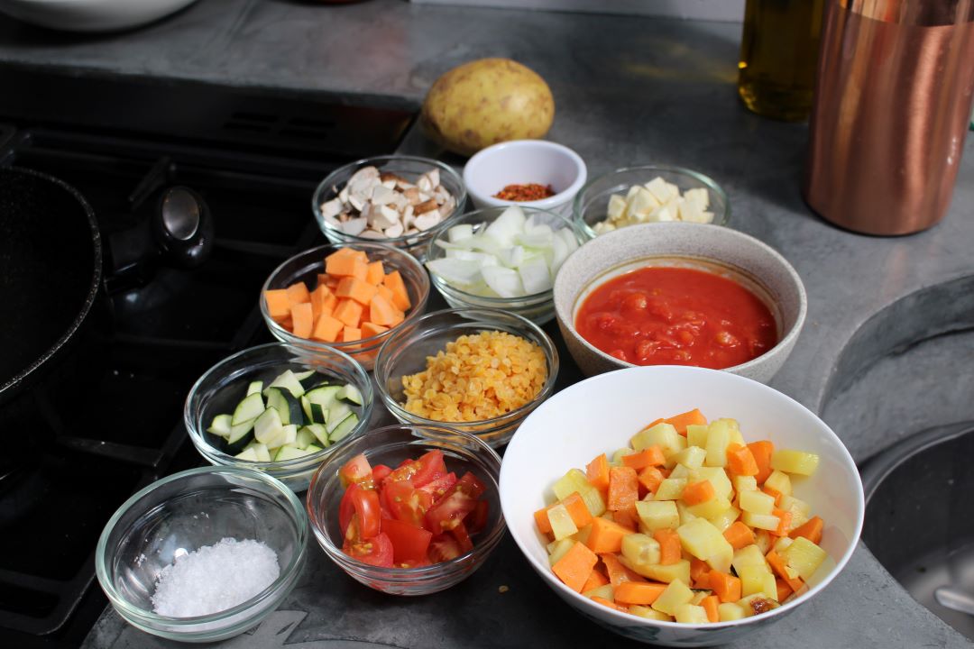 A photo of the ingredients for Rustie's Basil & Veg Patties