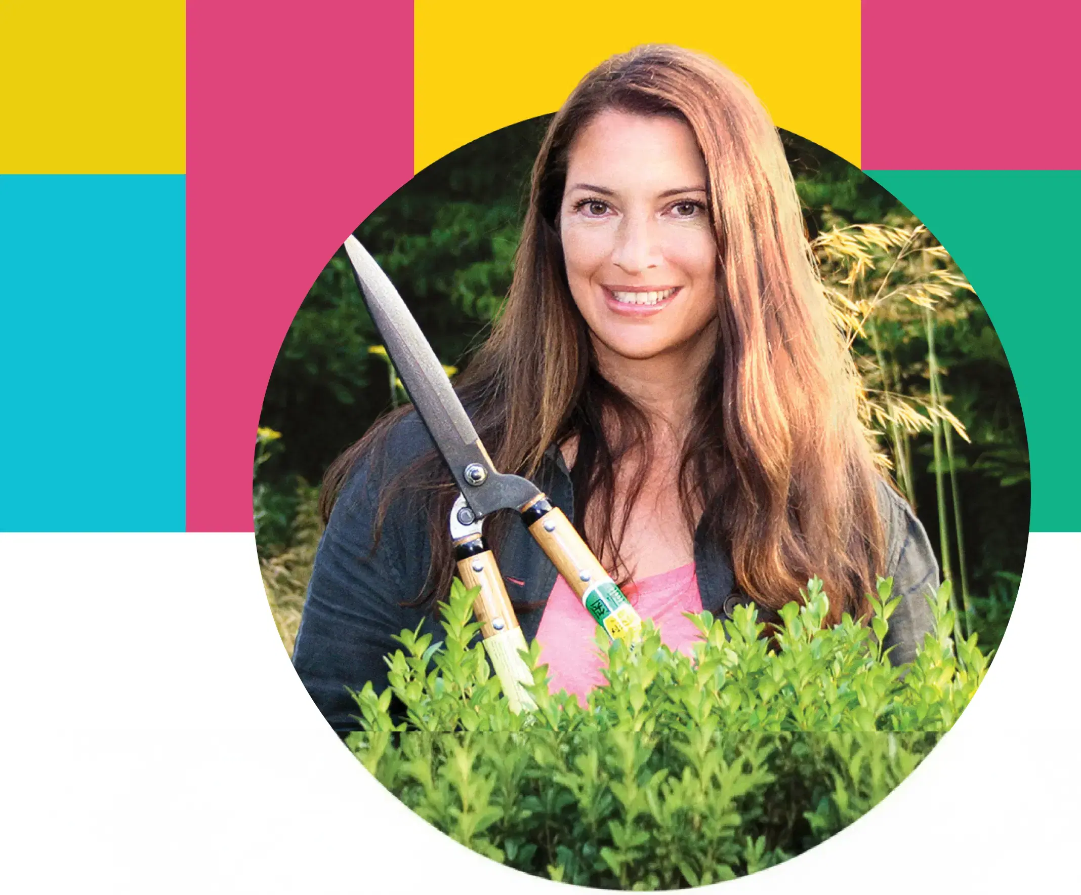 A person with gardening sheers.