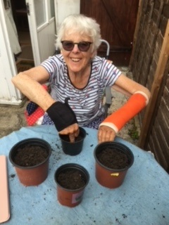 Elsie B - Here I am planting my sunflower seeds