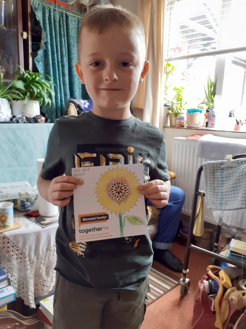 Karen and Derrick W -And my great nephew (Fred age 6) colour your sunflower challenge