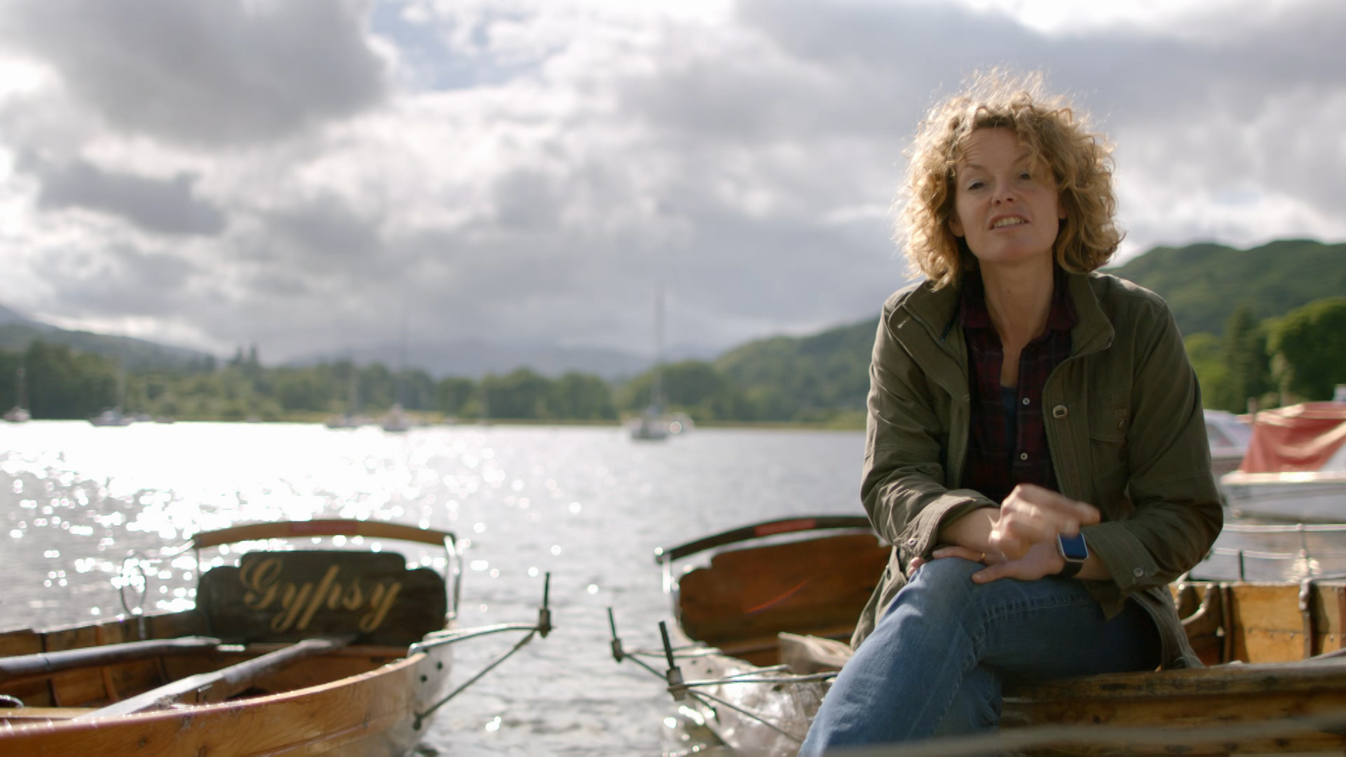 Kate Humble in a boat