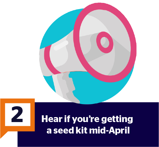 Step 2: Hear if you're getting a seed kit mid-April