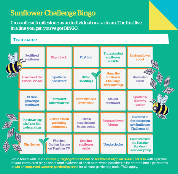 Sunflower Challenge Bingo Sheet