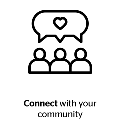 Connect with your community (icon with people talking)